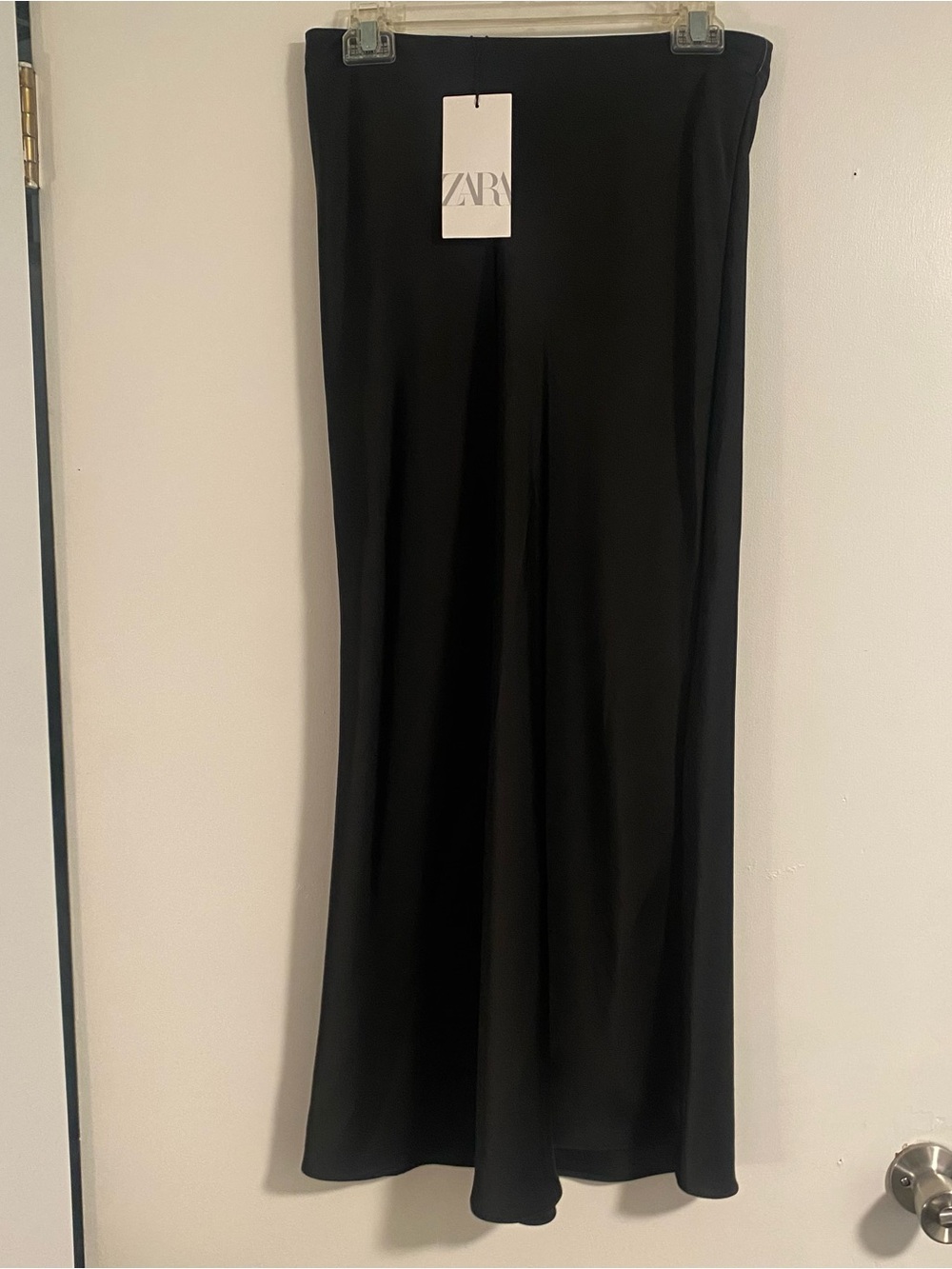 NWT Zara Satin Maxi Skirt Black Women’s XS Whimsy Goth Fairy Formal Summer
